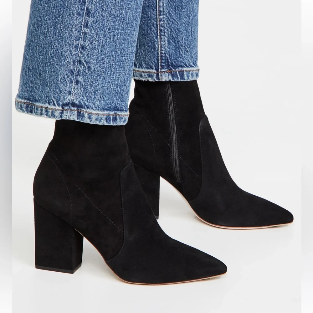 Loeffler Randall Isla Black Suede Slim Ankle Bootie - Picture 1 of 12